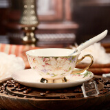 嘉兰 咖啡杯碟套装 欧式茶具英式下午茶杯骨瓷杯碟咖啡杯奶杯果汁杯 丽日红满金版
