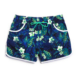 盖浪（GAILANG） 韩版亲子沙滩裤男速干大码宽松休闲海边度假泳裤可下水游泳温泉 绿色花（女款） XL