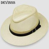 礼帽男士上海滩帽子许文强同款英伦大礼帽爵士舞帽子经典毛呢帽毡帽新郎官帽子大檐帽礼帽女士帽子 浅米色（夏款）