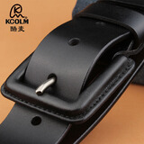 KCOLM无金属皮扣防过敏真皮皮带针扣男士牛皮腰带防敏抗敏加长大码胖宽 黑色 110cm