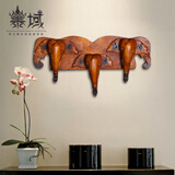 泰域 东南亚风格客厅墙饰挂件装饰品泰国浮雕大象壁饰卧室墙面实木衣帽挂钩