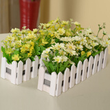 浩瀚摆件仿真花跳兰菊整体花艺 婚庆家居餐厅装饰小翠花白栅栏套装 白栅栏30cm+嫩绿