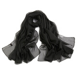 达芬奇密码雪纺大红丝巾女超大规格纱素色沙滩海滩防晒纱巾广场舞送妈妈礼盒 黑色