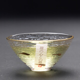 肖字和德 玻璃茶杯功夫茶杯日式锤目纹透明小茶杯主人杯描金玻璃杯子品茗杯功夫茶具 斗盏-点金杯
