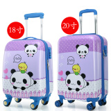 途成儿童拉杆箱女儿童旅行箱男卡通行李箱子18/20英寸学生皮箱 紫色熊猫儿童拉杆箱 20英寸儿童拉杆箱适合3-12岁