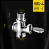 柏温卫浴全铜阀体 脚踏式 蹲便器冲水阀 脚踏阀 大便1寸/6分厕所便池脚踩延时阀 1寸脚踏冲洗阀