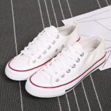 法拉步夏季新款小白帆布鞋女原宿风鞋百搭韩版鞋学生透气板鞋子潮 白红色（A01） 37