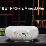 裕轩堂 水仙花盆无孔铜钱草盆碗莲盆茶洗睡莲水培植物多肉陶瓷花盆批发 白色-肚径20戏莲 大