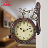 丽盛（LISHENG） 丽盛欧式双面挂钟欧式田园静音双面钟客厅双面钟表两面钟表 大号 AB8075-1(原生态仿木)