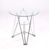 迈亚家具迈亚洽谈桌小圆桌子玻璃圆桌茶几玻璃桌圆餐桌组合简约现代圆桌 透明-标准厚度6mm 直径800mm