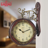 丽盛（LISHENG） 丽盛欧式双面挂钟欧式田园静音双面钟客厅双面钟表两面钟表 小号 AB8075A-1 (原生态仿木)