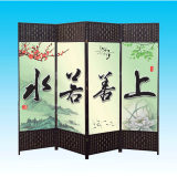 祥朗屏风实木布艺屏风隔断折屏座屏玄关移动现代简约中式田园客厅卧室书房酒店宾馆艾灸养生理疗屏风帘玄关墙 上善若水 1.8米高X0.5米宽单面图案一扇价格