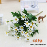 礼赫家饰 仿真花雏菊单束跳兰菊绢布花人造塑胶花丝花田园木栅栏隔断装饰 白色磨光小雏菊【5支】