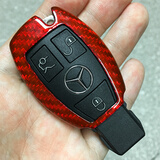 迪加伦 适用 碳纤维奔驰钥匙壳 奔驰GLK cla GLC cla AMG S级钥匙套扣 改装男女 红魔碳纤维(钥匙壳+奔驰编织钥匙扣) AMG奔驰gle/g级/gls/gla/E级专用