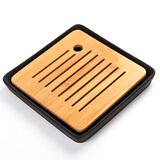 汇想 干泡茶盘陶瓷家用竹托盘储水简约家用轻奢沥水功夫茶具小型茶盘  黑陶21cm*2.5cm