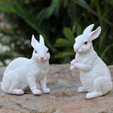 悦吉祥 仿真动物小白兔子摆件景观公园树脂雕塑工艺品花园林庭院户外装饰品 HY496白色一套