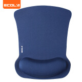 宜客莱（ECOLA）办公护腕鼠标垫 记忆棉高弹性超大加厚笔记本台式电脑桌游戏腕托 蓝色MPD-016BL