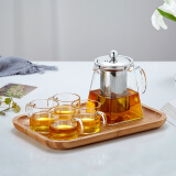 绿昌明 整套玻璃茶具套装加厚耐热玻璃茶壶泡茶器泡茶壶 唐方壶650毫升+4品杯+茶盘