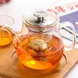 76茶业 台湾76 花茶壶 加厚耐热玻璃茶壶套装过滤泡茶器大号透明红茶茶具 FW-H820ml配玫瑰金色盖钮