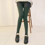 恒源祥打底裤女秋冬加厚加绒踩脚裤可外穿弹力含羊毛保暖裤一体裤墨绿