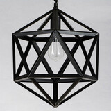 恋尚灯饰铁艺菱形吊灯餐厅装饰灯酒吧咖啡厅网吧网咖工业风loft复古棱形几何六面体单头吊灯具 直径45CM 赠送LED爱迪生灯泡