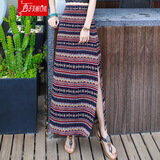 西子美丽心情西子美丽心情开叉修身条纹半身裙波西米亚长裙海边度假沙滩裙 图片色XZ16A255 M