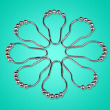 未来式浴帘金属滚珠挂钩环不锈钢葫芦五铢大号窗帘杆挂钩 白色滚珠挂钩6个装