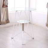 迈亚家具迈亚洽谈桌小圆桌子玻璃圆桌茶几玻璃桌圆餐桌组合简约现代圆桌 纯白色 直径800mm