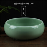 裕轩堂 水仙花盆无孔铜钱草盆碗莲盆茶洗睡莲水培植物多肉陶瓷花盆批发 军绿色-青瓷纯色款 大