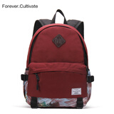Forever cultivate中性男女双肩包女韩版潮学院风学生书包男背包大容量休闲旅行包 735酒红色（大号）