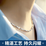 COISE 男士项链990足银项链潮流锁骨链时尚饰品生日礼物送男友送老公 足银项链男 粗约5mm长约55cm
