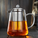 美斯尼茶壶玻璃泡茶壶耐热茶具花果茶壶不锈钢过滤网加厚耐热烧水茶 950毫升