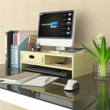 升盈美液晶电脑显示器增高架带抽屉 双层底座桌面收纳 办公室台式置物架 B款白枫色+抽屉