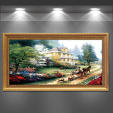 林格印象 油画卧室 壁画 客厅装饰画  沙发背景墙画风景山水挂画 C052回家路上 含框尺寸90*210