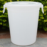 诗欧莱大号塑料桶加厚垃圾大水桶白色圆形带盖 白色 60L 直径40  高度48CM