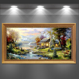 林格印象 油画卧室 壁画 客厅装饰画  沙发背景墙画风景山水挂画 C034鸟语花香 含框尺寸90*210