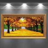 林格印象 油画卧室 壁画 客厅装饰画  沙发背景墙画风景山水挂画 C072黄金大道 含框尺寸70*160适合2.5-3米沙发