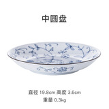 光峰 日本进口陶瓷盘碟子线唐草轻量瓷小清新创意陶瓷餐具釉下彩工艺 中圆盘 SEKUK50（60）7.8英寸