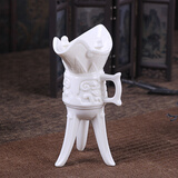 福和丰仿古陶瓷白酒杯中国风爵杯酒具套装创意摆件酒盅清酒杯烈酒高脚杯 01款：大号爵杯白色