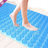 四季常备 浴室按摩地垫 防滑垫 卫生间淋浴房浴缸垫 多功能 吸盘式底 透明蓝色 50x80cm(推荐尺寸)