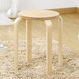 施豪特斯凳子圆木凳子餐凳圆凳网红凳家用美式板凳弯曲木凳9821 原木色 44cm