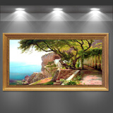 林格印象 油画卧室 壁画 客厅装饰画  沙发背景墙画风景山水挂画 C044海边绿色长廊 含框尺寸90*210