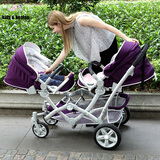 kids&koalas 双胞胎婴儿推车前后可坐平躺婴儿车双胞胎高景观折叠避震手推车 高贵紫色豪华款