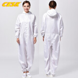 CESK连体服洁净服静电衣防尘服无尘衣喷漆服帽衣裤连体洁净无尘室工作服可水洗可耐高温 白色 XXL