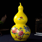 瓷小奴-泡酒瓶陶瓷葫芦酒壶密封酒坛仿古酒具酿酒罐景德镇 5斤黄牡丹葫芦