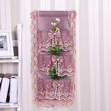 温恋欧式蕾丝多层收纳袋挂袋壁挂门后布艺挂式收纳袋墙上储物袋 紫色三层三兜