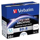 VerbatimVerbatim千年光盘4X BD-R  25GB可打印档案储存数据光盘 43823  5片装