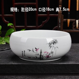 裕轩堂 水仙花盆无孔铜钱草盆碗莲盆茶洗睡莲水培植物多肉陶瓷花盆批发 银色-白瓷黑竹 大