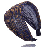 卡燕韩版宽边布艺发箍头箍头带遮白发发带布料带齿防滑百搭女发卡 金砂蓝