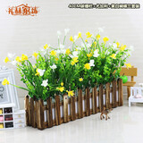 礼赫家饰 木栅栏仿真花套装仿真绿色植物花草 假花塑料花 桌面隔断摆放花艺摆设 40厘米碳色木栅栏黄白蝴蝶兰套装